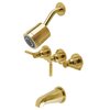 Kingston Brass Tub and Shower Faucet, Brushed Brass, Wall Mount KBX8137DL